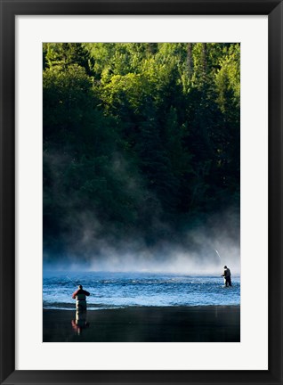 Framed Fly-Fishing in Early Morning Mist on the Androscoggin River, Errol, New Hampshire Print