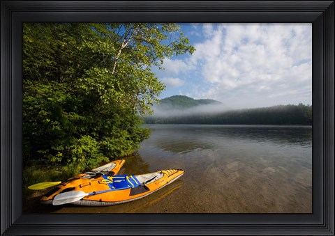 Framed Kayak, Mirror Lake, Woodstock New Hampshire Print
