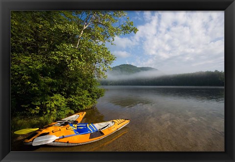 Framed Kayak, Mirror Lake, Woodstock New Hampshire Print