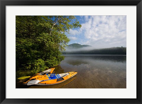 Framed Kayak, Mirror Lake, Woodstock New Hampshire Print