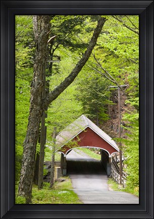 Framed Flume Covered Bridge, Pemigewasset River, Franconia Notch State Park, New Hampshire Print