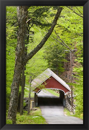 Framed Flume Covered Bridge, Pemigewasset River, Franconia Notch State Park, New Hampshire Print