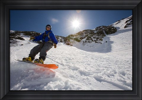 Framed Snowboarder in Tuckerman Ravine, White Mountains National Forest, New Hampshire Print