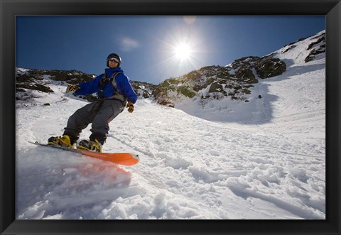 Framed Snowboarder in Tuckerman Ravine, White Mountains National Forest, New Hampshire Print