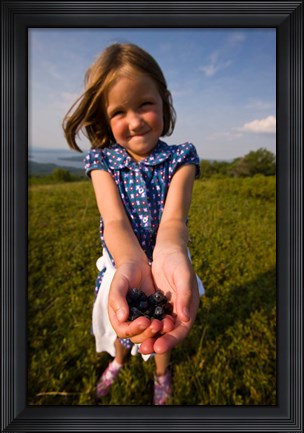 Framed Child, blueberries, Alton, New Hampshire Print