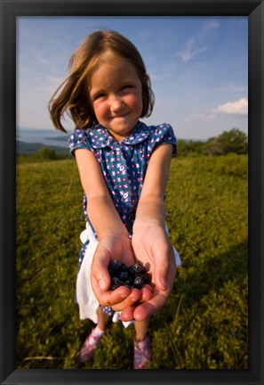 Framed Child, blueberries, Alton, New Hampshire Print