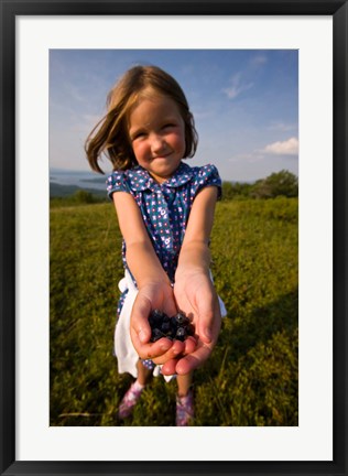 Framed Child, blueberries, Alton, New Hampshire Print