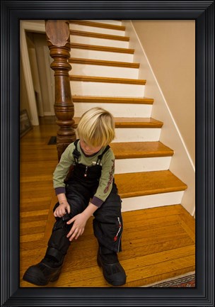 Framed Child, winter in Portsmouth, New Hampshire Print