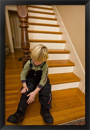 Framed Child, winter in Portsmouth, New Hampshire Print