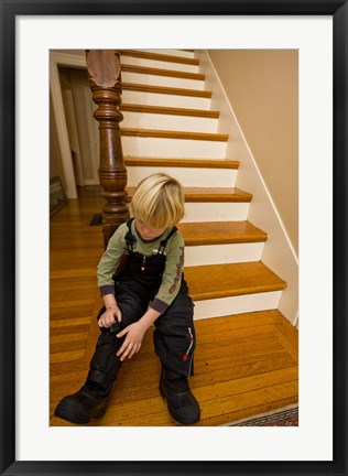 Framed Child, winter in Portsmouth, New Hampshire Print