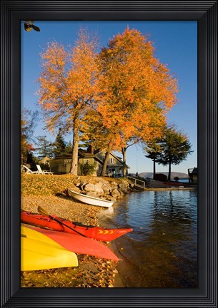 Framed Kayaks, Lake Winnipesauke, New Hampshire Print