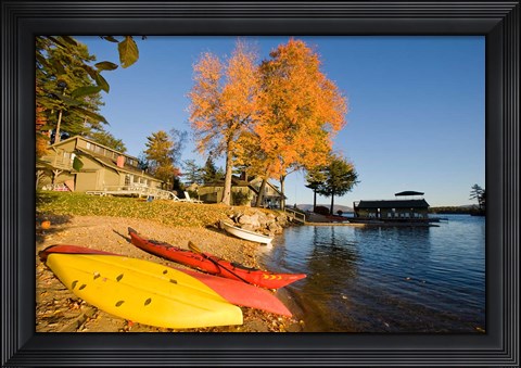 Framed Kayaks at Lake Winnipesauke, New Hampshire Print