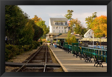 Framed Scenic railroad at Weirs Beach, New Hampshire Print