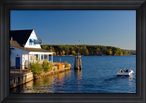 Framed Wolfeboro Dockside Grille on Lake Winnipesauke, New Hampshire Print