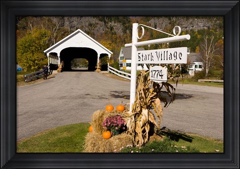 Framed Covered Bridge in downtown Stark, New Hampshire Print