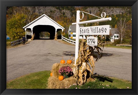 Framed Covered Bridge in downtown Stark, New Hampshire Print