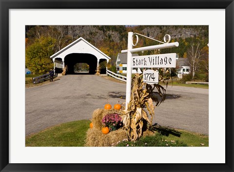 Framed Covered Bridge in downtown Stark, New Hampshire Print