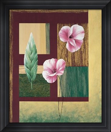 Framed Coquelicots et Feuilles II Print