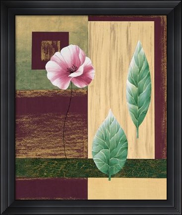 Framed Coquelicots et Feuilles I Print