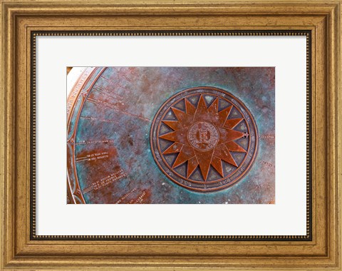 Framed Brass compass, New Hampshire Print