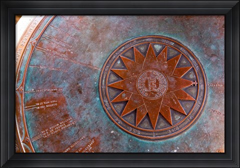 Framed Brass compass, New Hampshire Print