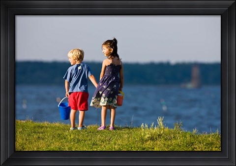 Framed Children, Odiorne State Park, New Hampshire Print