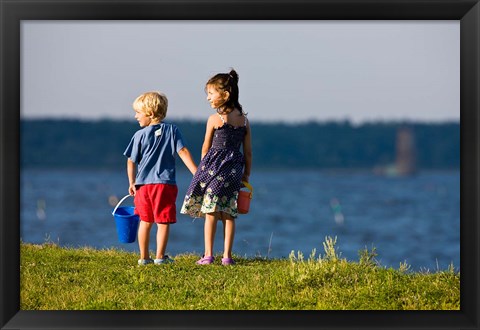 Framed Children, Odiorne State Park, New Hampshire Print