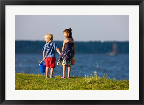 Framed Children, Odiorne State Park, New Hampshire Print