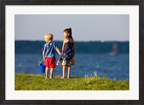 Framed Children, Odiorne State Park, New Hampshire Print