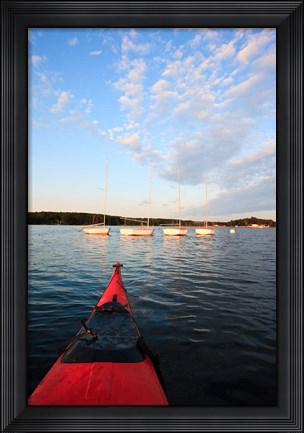 Framed Kayak, sailboats, Portsmouth, New Hampshire Print