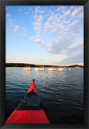 Framed Kayak, sailboats, Portsmouth, New Hampshire Print