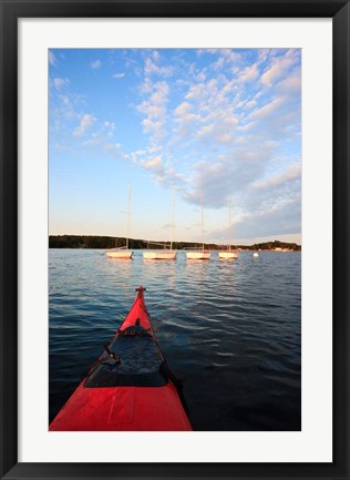 Framed Kayak, sailboats, Portsmouth, New Hampshire Print