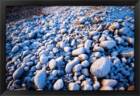 Framed Winter cobblestones, Odiorne, New Hampshire Print