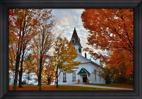 Framed Meeting House at Sugar Hill, New Hampshire Print