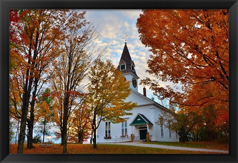 Framed Meeting House at Sugar Hill, New Hampshire Print