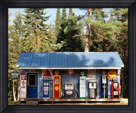 Framed Gas station, New Hampshire Print