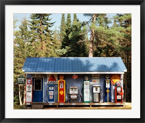 Framed Gas station, New Hampshire Print