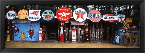 Framed Littleton Historic gas tanks and signs, New Hampshire Print