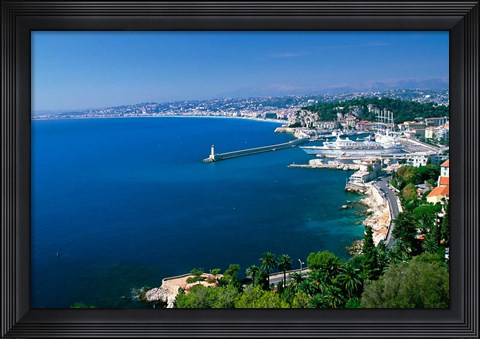 Framed Aerial View of the Port, Nice, France Print