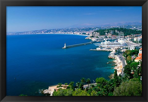 Framed Aerial View of the Port, Nice, France Print