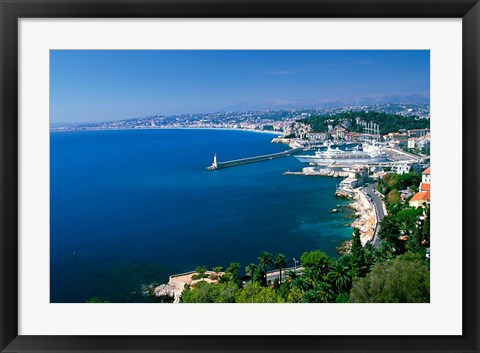 Framed Aerial View of the Port, Nice, France Print