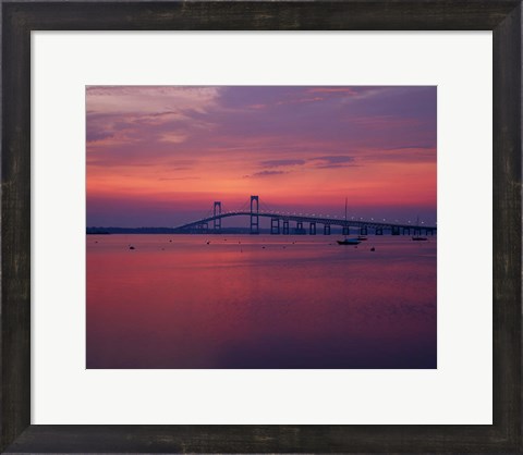 Framed Newport Bridge at sunset, Newport, Rhode Island Print