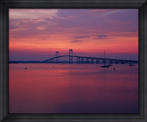 Framed Newport Bridge at sunset, Newport, Rhode Island Print