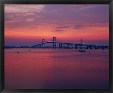 Framed Newport Bridge at sunset, Newport, Rhode Island Print