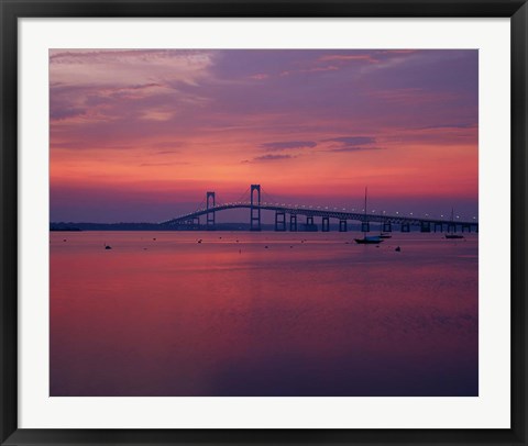 Framed Newport Bridge at sunset, Newport, Rhode Island Print