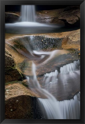 Framed New Hampshire, White Mountains National Forest. Detail of Sabbaday Falls. Print