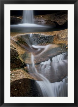 Framed New Hampshire, White Mountains National Forest. Detail of Sabbaday Falls. Print