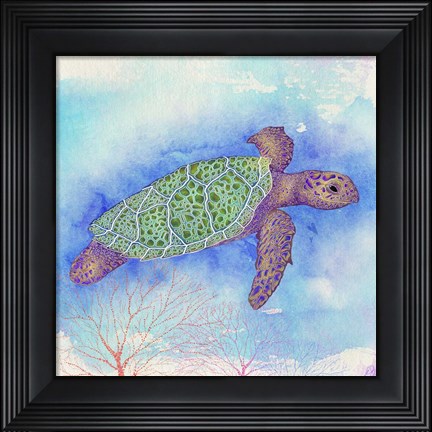 Framed Bright Sea turtle Print