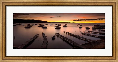 Framed Jetties at Sunset, Copacabana, Lake Titicaca, Bolivia Print