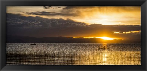 Framed Sunset over Copacabana, Lake Titicaca, Bolivia Print